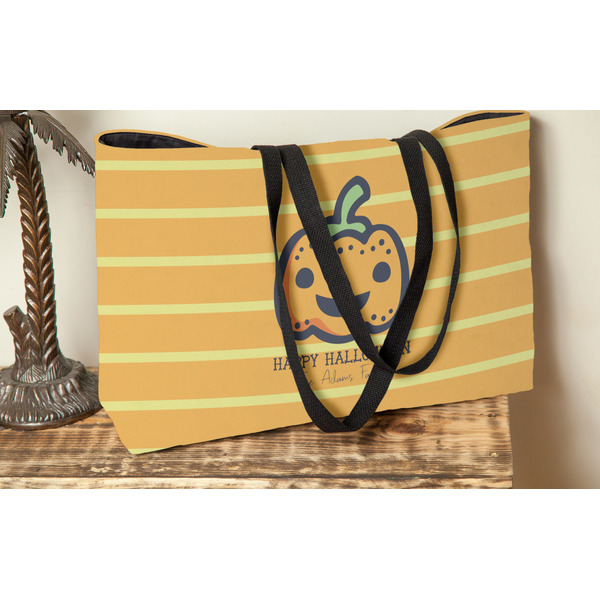 Halloween Pumpkin Tote w/Black Handles - Lifestyle View