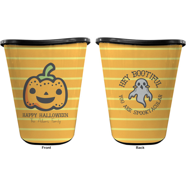 Halloween Pumpkin Trash Can Black - Front and Back - Apvl