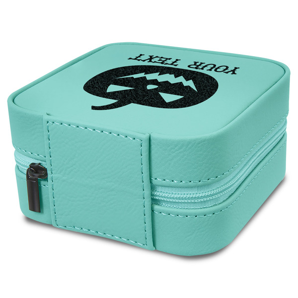 Halloween Pumpkin Travel Jewelry Boxes - Leather - Teal - View from Rear