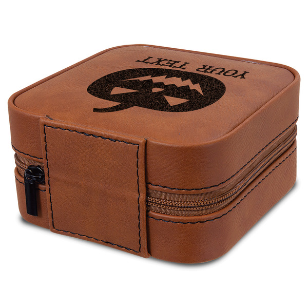 Halloween Pumpkin Travel Jewelry Boxes - Leatherette - Rawhide - View from Rear