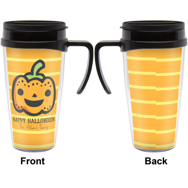 Halloween Pumpkin Travel Mug with Black Handle - Approval