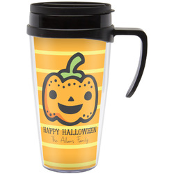 Halloween Pumpkin Acrylic Travel Mug with Handle (Personalized)