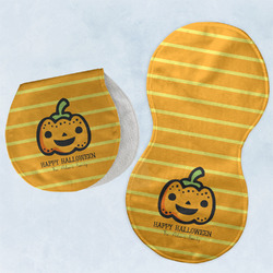 Halloween Pumpkin Burp Pads - Velour - Set of 2 w/ Name or Text