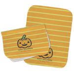 Halloween Pumpkin Burp Cloths - Fleece - Set of 2 w/ Name or Text