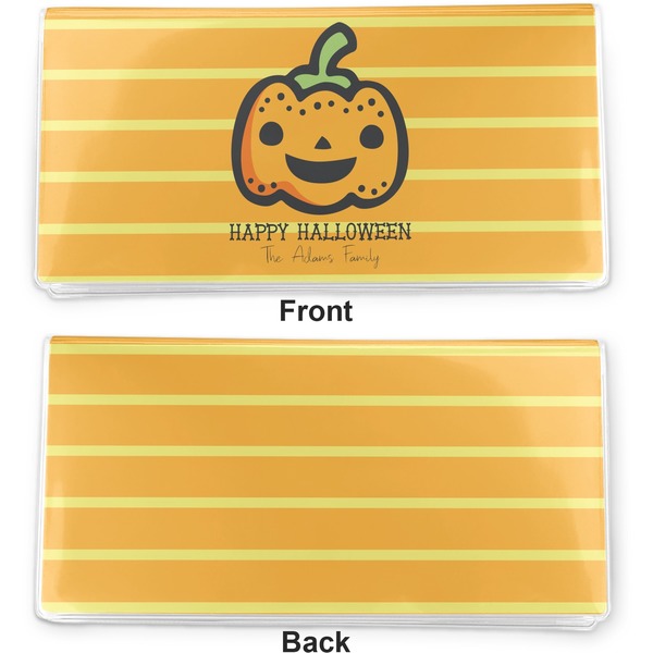 Halloween Pumpkin Vinyl Check Book Cover - Front and Back