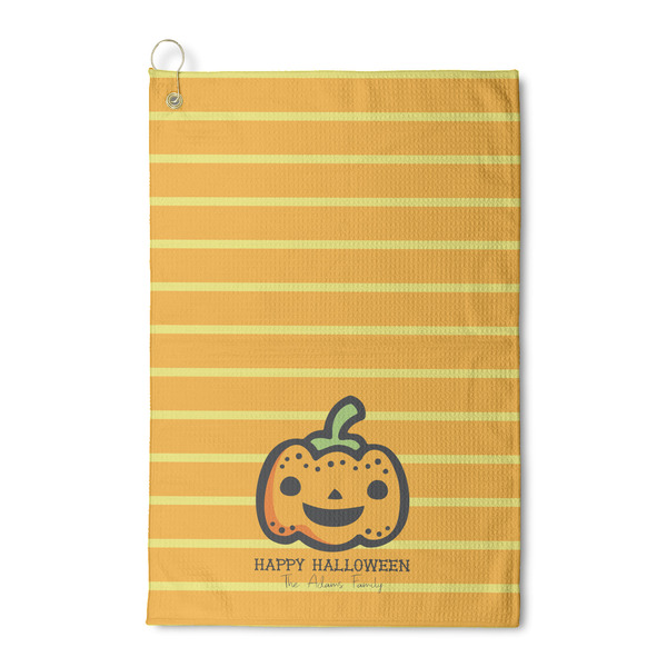 Custom Halloween Pumpkin Waffle Weave Golf Towel (Personalized)