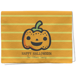 Halloween Pumpkin Kitchen Towel - Waffle Weave - Full Color Print (Personalized)