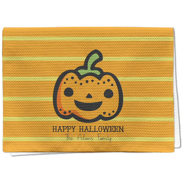 Custom Halloween Pumpkin Kitchen Towel - Waffle Weave - Full Color Print (Personalized)