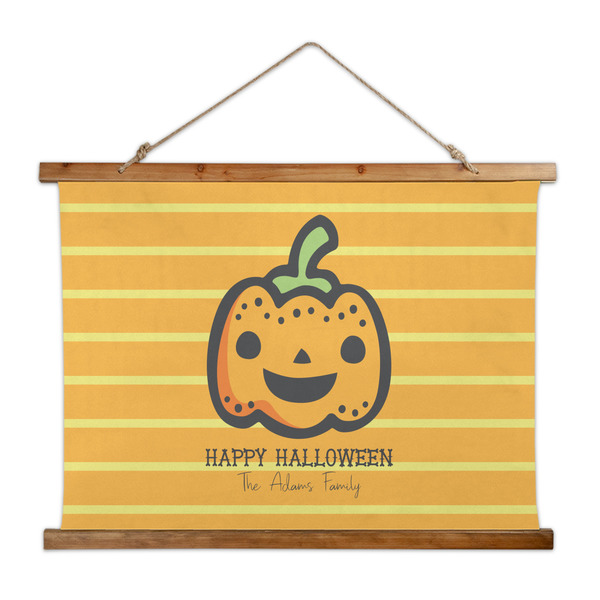 Custom Halloween Pumpkin Wall Hanging Tapestry - Wide (Personalized)