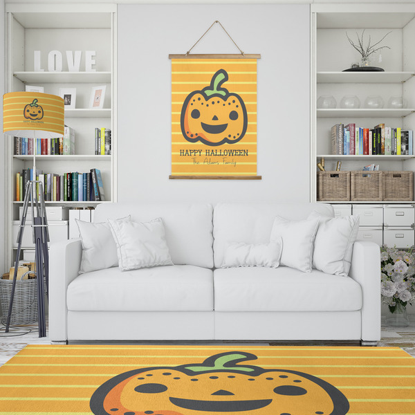 Halloween Pumpkin Wall Hanging Tapestry - Portrait - IN CONTEXT