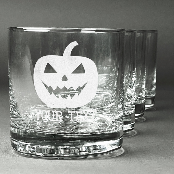 Custom Halloween Pumpkin Whiskey Glasses (Set of 4) (Personalized)