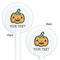 Halloween Pumpkin White Plastic 5.5" Stir Stick - Double Sided - Round - Front & Back