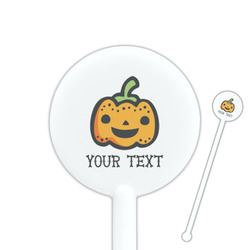 Halloween Pumpkin 5.5" Round Plastic Stir Sticks - White - Double Sided (Personalized)
