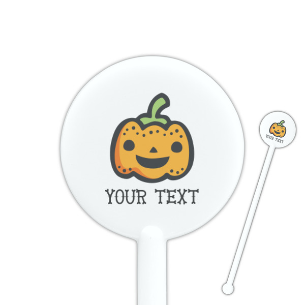 Custom Halloween Pumpkin 5.5" Round Plastic Stir Sticks - White - Single Sided (Personalized)