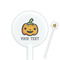 Halloween Pumpkin White Plastic 5.5" Stir Stick - Round - Closeup
