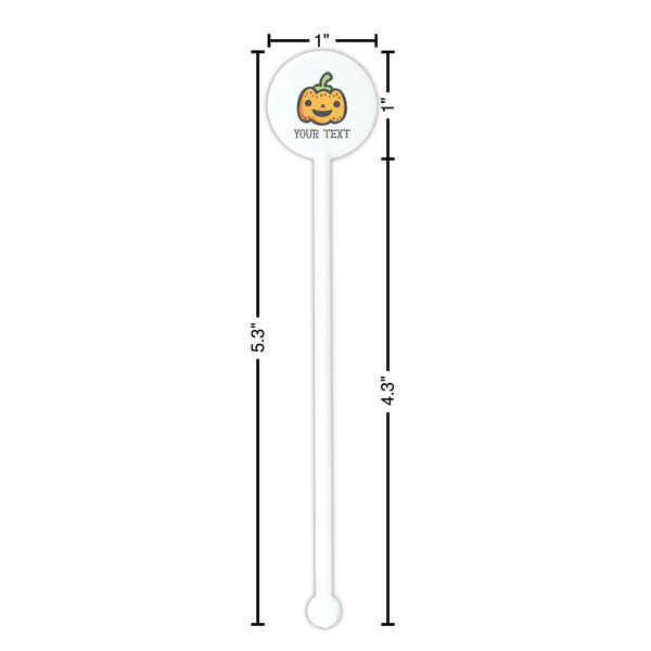 Halloween Pumpkin White Plastic 5.5" Stir Stick - Round - Dimensions