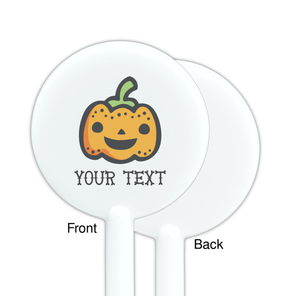 Halloween Pumpkin White Plastic 5.5" Stir Stick - Single Sided - Round - Front & Back