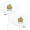 Halloween Pumpkin White Plastic 7" Stir Stick - Double Sided - Oval - Front & Back