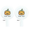 Halloween Pumpkin White Plastic 7" Stir Stick - Double Sided - Round - Front & Back