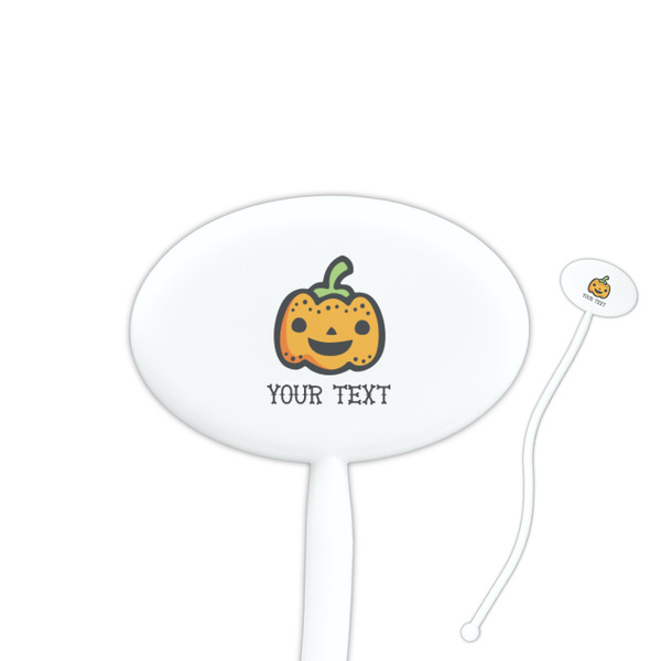 Custom Halloween Pumpkin Oval Plastic Stir Sticks (Personalized)