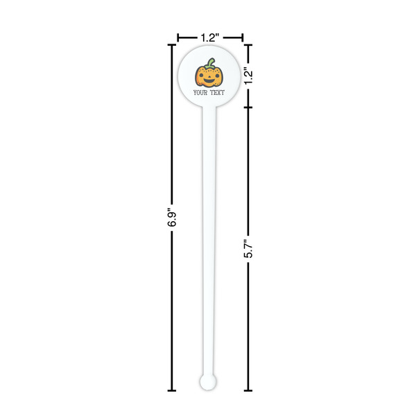 Halloween Pumpkin White Plastic 7" Stir Stick - Round - Dimensions