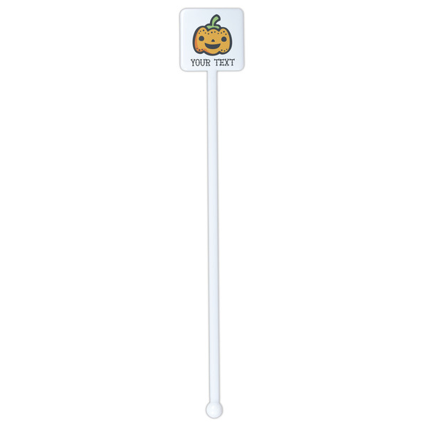 Halloween Pumpkin White Plastic Stir Stick - Single Sided - Square - Single Stick