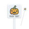 Halloween Pumpkin White Plastic Stir Stick - Square - Closeup