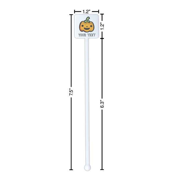 Halloween Pumpkin White Plastic Stir Stick - Square - Dimensions
