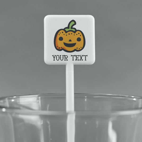 Halloween Pumpkin White Plastic Stir Stick - Square - Main