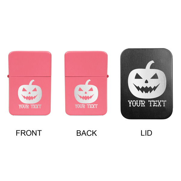 Halloween Pumpkin Windproof Lighters - Pink, Double Sided, w Lid - APPROVAL