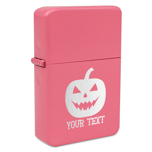 Custom Halloween Pumpkin Windproof Lighter - Pink - Single Sided (Personalized)