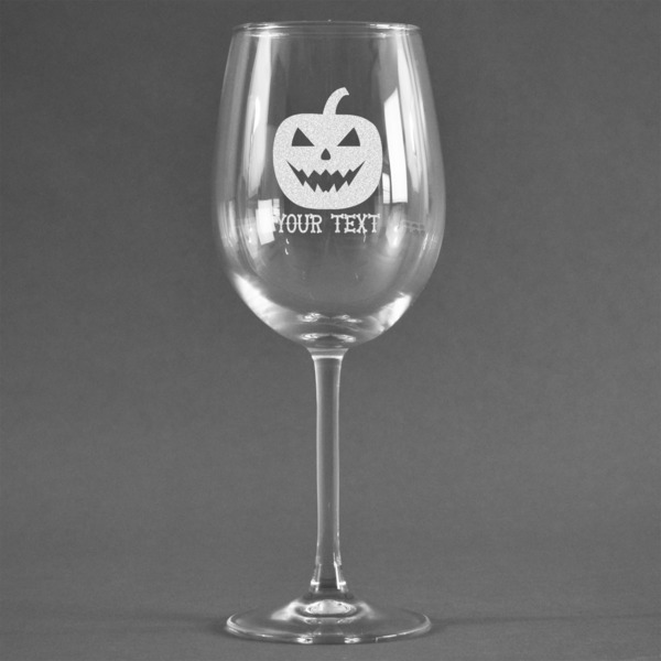 Custom Halloween Pumpkin Wine Glass (Single) (Personalized)