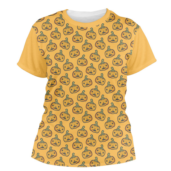 Custom Halloween Pumpkin Women's Crew T-Shirt - Small