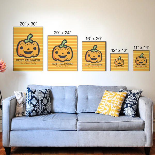 Halloween Pumpkin Wood Prints - Size Comparison