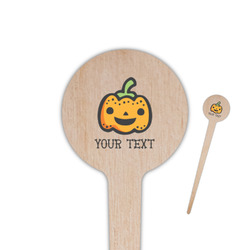 Halloween Pumpkin 4" Round Wooden Food Picks - Double Sided (Personalized)