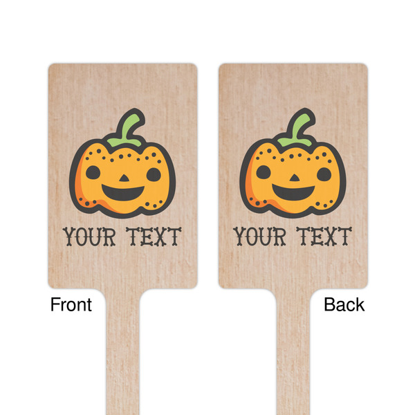 Halloween Pumpkin Wooden 6.25" Stir Stick - Rectangular - Double Sided - Front & Back