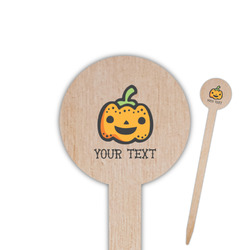 Halloween Pumpkin 6" Round Wooden Food Picks - Single Sided (Personalized)