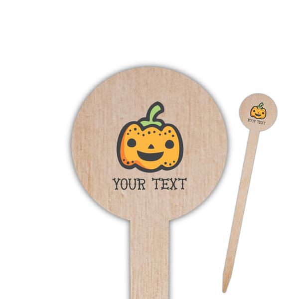 Custom Halloween Pumpkin Round Wooden Food Picks (Personalized)