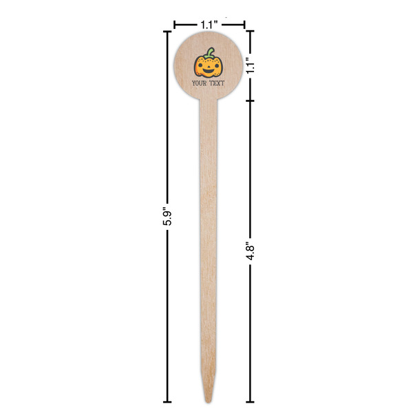 Halloween Pumpkin Wooden 6" Food Pick - Round - Dimensions