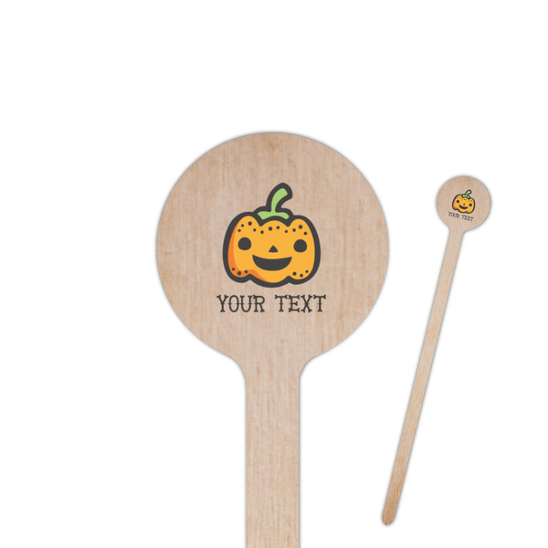 Custom Halloween Pumpkin 6" Round Wooden Stir Sticks - Single Sided (Personalized)