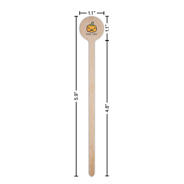 Halloween Pumpkin Wooden 6" Stir Stick - Round - Dimensions