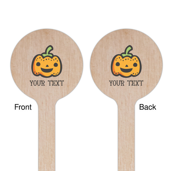 Halloween Pumpkin Wooden 6" Stir Stick - Round - Double Sided - Front & Back