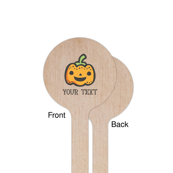 Halloween Pumpkin Wooden 7.5" Stir Stick - Round - Single Sided - Front & Back