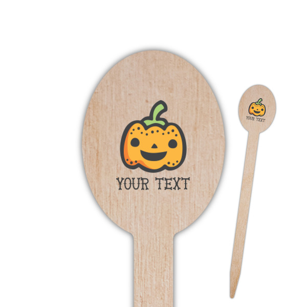 Custom Halloween Pumpkin Oval Wooden Food Picks - Single Sided (Personalized)