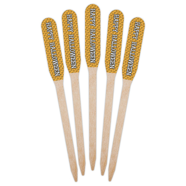Halloween Pumpkin Wooden Food Pick - Paddle - Fan View