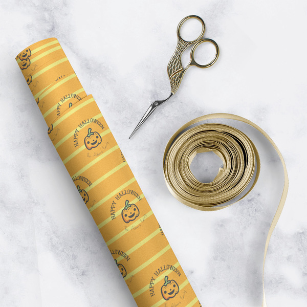 Halloween Pumpkin Wrapping Paper Roll - Matte - In Context