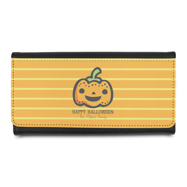 Custom Halloween Pumpkin Leatherette Ladies Wallet (Personalized)