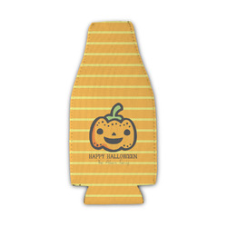 Halloween Pumpkin Zipper Bottle Cooler (Personalized)