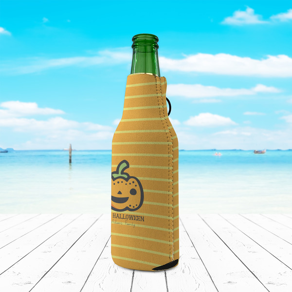 Halloween Pumpkin Zipper Bottle Cooler - LIFESTYLE