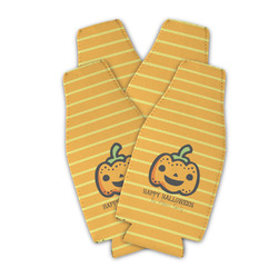 Halloween Pumpkin Zipper Bottle Cooler - Set of 4 (Personalized)